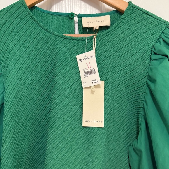 NWT MELLODAY Textured Balloon Sleeve Blouse - Picture 5 of 7